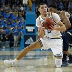 LOS ANGELES, CA - DECEMBER 10: Lonzo Ball #2 of the UCLA Bruins recovers the ball at Pauley Pavilion during their game against the University of Michigan on December 10, 2016 in Los Angeles, California. (Photo by Josh Lefkowitz/Getty Images)