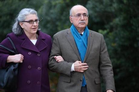 Edward J. Tutunjian (right) and his wife, Nancy, left the Boston federal courthouse earlier this week.
