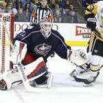 Columbus Blue Jackets' Sergei Bobrovsky, of Russia, plays against the Pittsburgh Penguins during an NHL hockey game Thursday, Dec. 22, 2016, in Columbus, Ohio. (AP Photo/Jay LaPrete)