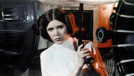 Actress Carrie Fisher on the set of ?Star Wars.?
