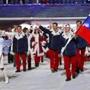 Team Russia, with flag-bearer Alexander Zubkov, during the opening ceremony at the Sochi Games.