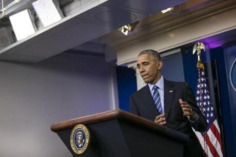 President Barack Obama during his year-end news conference at the White House in Washington last month.
