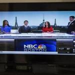 A newscast from the new NBC affiliate was shown on a television in Medford on Sunday. 