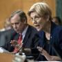 FILE- In this Sept. 20, 2016, file photo, Senate Banking Committee member Sen. Elizabeth Warren, D-Mass., questions Wells Fargo Chief Executive Officer John Stumpf on Capitol Hill in Washington. Warren is leading a new effort to make sure vendors working with marijuana businesses don't have their banking services taken away. (AP Photo/Susan Walsh, File)