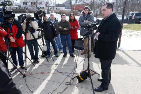 Methuen, MA - 01/02/2017- Methuen Lt. Michael Pappalardo speaks to members of the media about an infant that was exposed to fentanyl during a news conference at police headquarters in Methuen, MA on January 2, 2017. (Keith Bedford/Globe Staff) 
