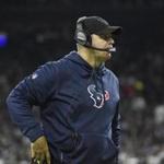 Houston Texans head coach Bill O'Brien speaks from the sidelines during the second half of an AFC Wild Card NFL game between the Houston Texans and the Oakland Raiders, Saturday, Jan. 7, 2017, in Houston. (AP Photo/Eric Christian Smith)