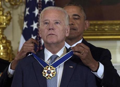 President Barack Obama awarded Vice President Joe Biden with the Presidential Medal of Freedom during a ceremony at the White House on Thursday.
