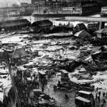 A view of the Great Molasses Flood aftermath, looking north across North End Park. 