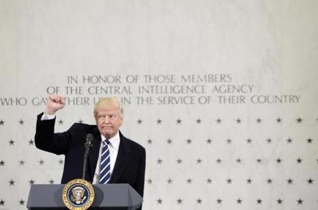 US President Donald J. Trump spoke to 300 people at the CIA headquarters, in Langley, Virginia. 
