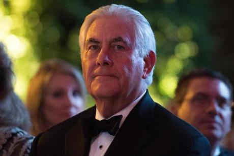 Former ExxonMobil executive Rex Tillerson, US President-elect Donald Trump's pick for US Secretary off State, attends the Chairman's Global Dinner a black-tie, invitation-only dinner aimed at introducing foreign diplomats to the team tasked with implementing the 