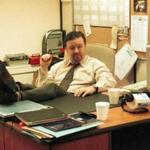 Ricky Gervais as David Brent in the BBC?s production of ?The Office.?
