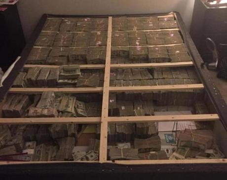 This box spring contained $17.5 million in cash related to the TelexFree pyramid scheme, according to federal officials. 
