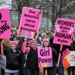 Boston Ma- 01/21 //2017 Protestors on the Boston Common for Boston Women's March for America. Jonathan Wiggs /GlobeStaff) Reporter:Topic