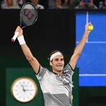 Roger Federer celebrated Sunday after capturing his 18th major tournament title.