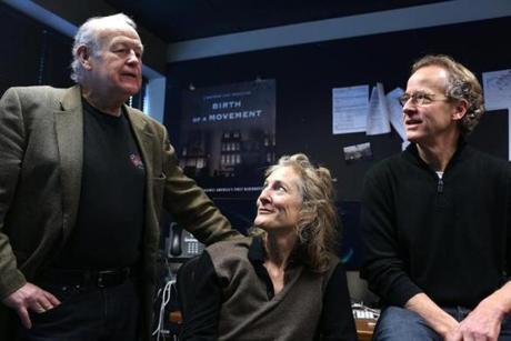 Boston, MA - 1/23/2017 - Directors/producers Bestor Cram (cq), left, and Susan Gray (cq) are photographed with author (and former Boston Globe reporter) Dick Lehr (cq). The filmmakers produced a documentary based on Lehr's book 