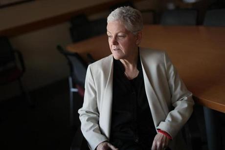 Cambridge, MA., 01/31/17, Gina McCarthy, outgoing head of the EPA, photographed at her new office at the Institute of Politics at John F. Kennedy School of Government. Suzanne Kreiter/Globe staff
