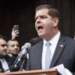 Boston, MA - 1/29/2017 - Boston Mayor Marty Walsh speaks at a protest against U.S. President Donald Trump's executive orders restricting immigrants from seven Muslim countries at Copley Square in Boston, MA, January 29, 2017. (Keith Bedford/Globe Staff)