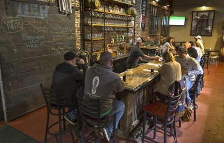 Iron Duke Brewing?s taproom has proved popular. Below, the 
