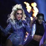 Lady Gaga performing at halftime at the Super Bowl. 