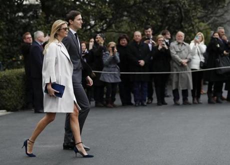 Ivanka Trump and her husband, Jared Kushner, senior adviser to President Trump, at the White House Friday.
