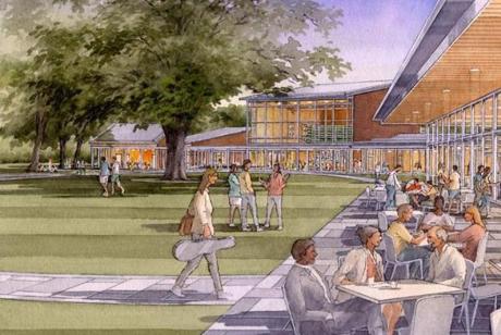 An artist?s rendering of the new four-building complex planned for Tanglewood.  
