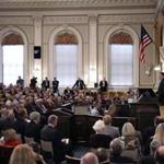 New Hampshire Governor Chris Sununu spoke to legislators at the State House in Concord, N.H., in February. 