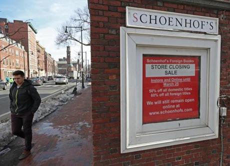 CAMBRIDGE, MA - 2/22/2017: The closing of Schoehhof's foreign books outside of Harvard Square after 161 years in business. (David L Ryan/Globe Staff Photo) SECTION: BUSINESS TOPIC techlab
