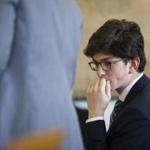 Owen Labrie, 21, listens to testimony during day two of an evidentiary hearing on whether he will be granted a retrial at Merrimack County Superior Court in Concord, N.H., Wednesday, Feb. 22, 2017. An attorney arguing that Labrie, a New Hampshire prep school graduate, received ineffective counsel during his sexual assault trial says she failed him. (Elizabeth Frantz/The Concord Monitor via AP, Pool)