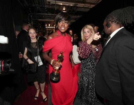 Viola Davis, winner of best supporting actress for ?Fences,? shown backstage during the 89th Annual Academy Awards in Hollywood, Calif.
