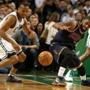 Celtics guard Avery Bradley (left) played masterful defense on Cavaliers guard Kyrie Irving. 