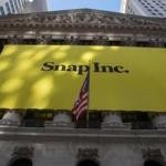 A Snap Inc. banner covered the facade of the New York Stock Exchange. 