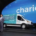 DETROIT, MI - JANUARY 09: Mark Fields, President and CEO of Ford, speaks about Chariot transit service which was recently purchased by Ford at the North American International Auto Show (NAIAS) on January 9, 2017 in Detroit, Michigan. The show is open to the public from January 14-22. (Photo by Scott Olson/Getty Images)