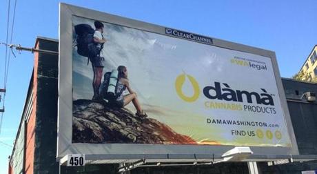 A Washington state cannabis company advertised its products on a billboard in Seattle.
