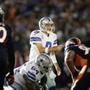 Dallas Cowboys quarterback Tony Romo (9) signals at the line of scrimmage during the fourth quarter of an NFL football game against the Denver Broncos, Sunday, Oct. 6,2013, in Arlington, Texas. The Broncos won 51-48. (AP Photo/Tony Gutierrez) 