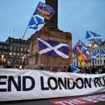 Supporters of Scottish independence from the UK gathered in George Square in Glasgow on Monday.
