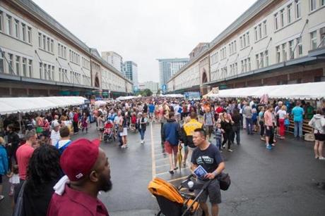 The Boston Fish Pier is still an active spot, with many processors and dealers. It also draws visitors, as during the above seafood festival. 
