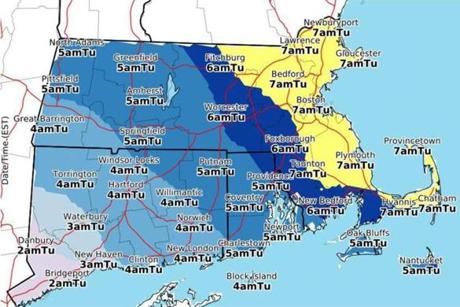 Snow will gradually spread across the region on Tuesday morning, according to forecasters.
