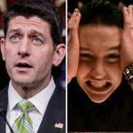 House Speaker Paul Ryan (left) and Papa Roach vocalist Jacoby Shaddix.