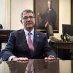 Former Secretary of Defense Ash Carter in his Pentagon office in January. 