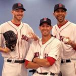 The Red Sox will only have two of their ?Big Three? starting pitchers at the start of the season with David Price (right) on the disabled list) But Chris Sale (left) and Rick Porcello (center) are ready to go