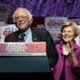 Senator Elizabeth Warren introduced Bernie Sanders in Boston.