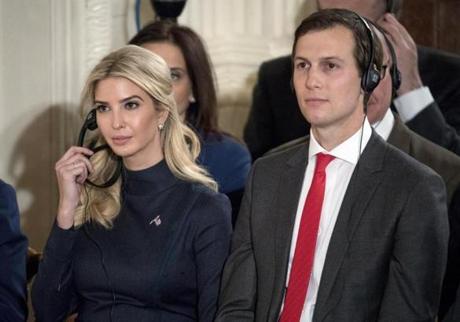 Ivanka Trump, the daughter of President Donald Trump, and her husband, Jared Kushner.
