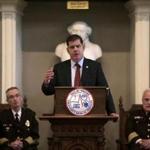 Boston, MA - 03/27/17 - Mayor Marty Walsh addressed the graduates at the Boston Emergency Medical Technician Academy graduation ceremony in the Great Hall in Faneuil Hall. (Lane Turner/Globe Staff) Reporter: (Jan Ransom) Topic: (28ems)