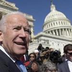 Former Vice President Joe Biden greeted the crowd on Capitol Hill last month. 
