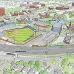 An artist rendering of a proposed Fenway Park replica ballpark for the Pawtucket Red Sox.