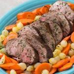 Roast Leg of Lamb With  Carrots and Pearl Onions
