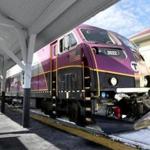 Manchester-by-the-Sea, MA: 02-18-2017: MBTA commuter rail train from Boston pulls into the station in Manchester-by-the-Sea, Mass. Feb. 18, 2017. Photo/John Blanding, Boston Globe staff story/, Business ( 022617location )