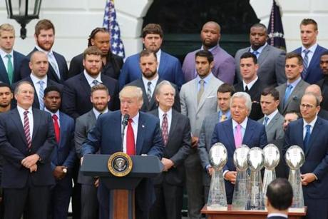 The Patriots attended a White House ceremony on Wednesday.
