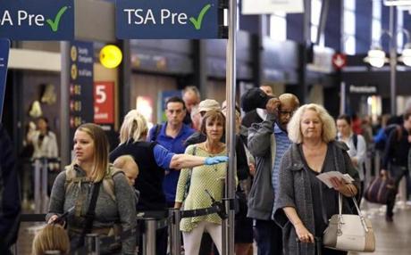Stress levels for airline passengers begin to rise at the security checkpoints.
