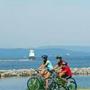 Cyclists on a section of the Island Line Trail along Vermont?s Lake Champlain.